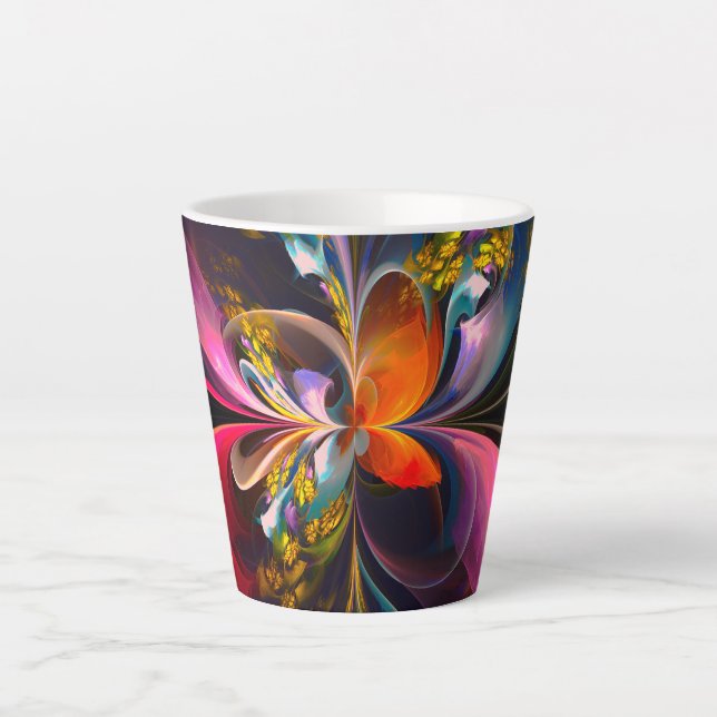 Modernes Abstraktes Blumenmuster Red Blue #13 Milchtasse (Vorderseite)