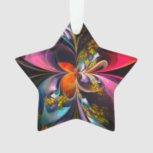 Modernes Abstraktes Blumenmuster Red Blue #13 Ornament
