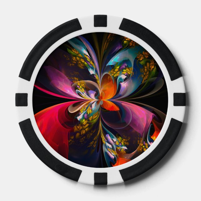 Modernes Abstraktes Blumenmuster Red Blue #13 Pokerchips (Vorderseite)