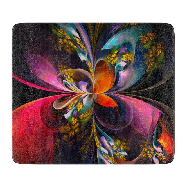 Modernes Abstraktes Blumenmuster Red Blue #13 Schneidebrett (Vorderseite)