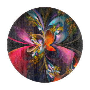 Modernes Abstraktes Blumenmuster Red Blue #13 Schneidebrett