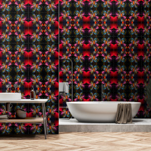 Modernes Abstraktes Blumenmuster Red Blue #13 Tapete