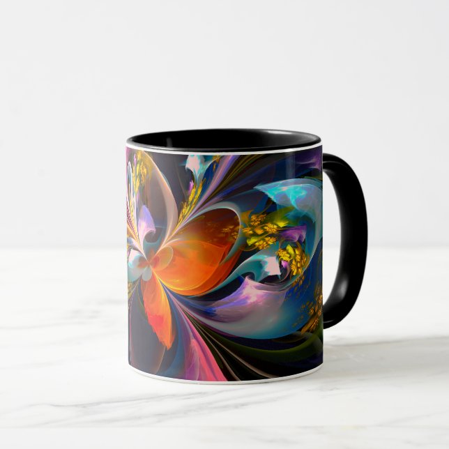 Modernes Abstraktes Blumenmuster Red Blue #13 Tasse (VorderseiteRechts)