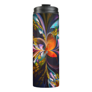 Modernes Abstraktes Blumenmuster Red Blue #13 Thermosbecher