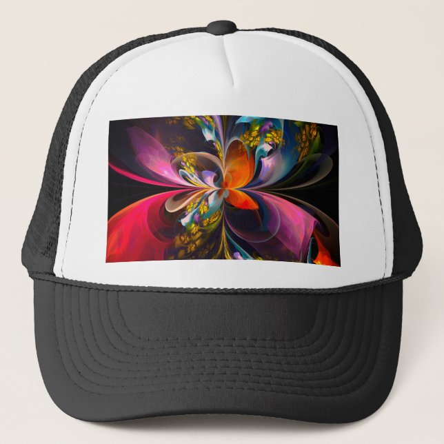 Modernes Abstraktes Blumenmuster Red Blue #13 Truckerkappe (Vorderseite)