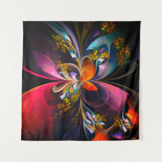 Modernes Abstraktes Blumenmuster Red Blue #13 Wandteppich