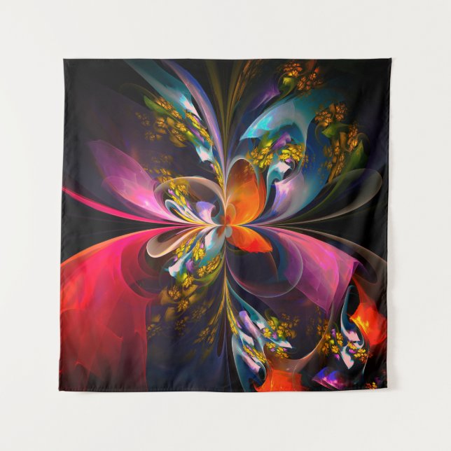 Modernes Abstraktes Blumenmuster Red Blue #13 Wandteppich (Vorderseite)