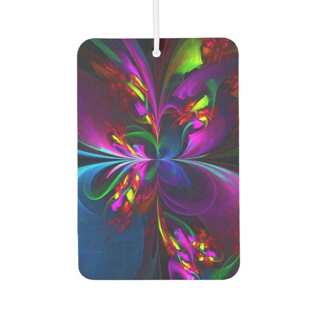 Modernes Abstraktes Blumenmuster Red Blue #15 Autolufterfrischer (Vorderseite)