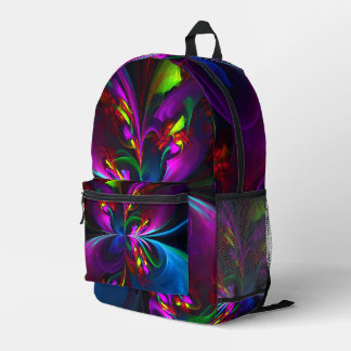 Modernes Abstraktes Blumenmuster Red Blue #15 Bedruckter Rucksack