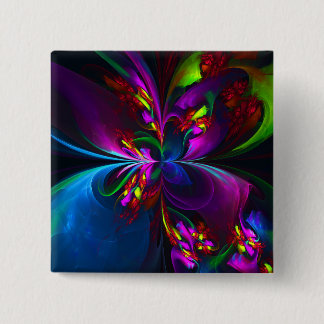 Modernes Abstraktes Blumenmuster Red Blue #15 Button