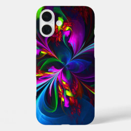 Modernes Abstraktes Blumenmuster Red Blue #15 iPhone 16 Plus Hülle