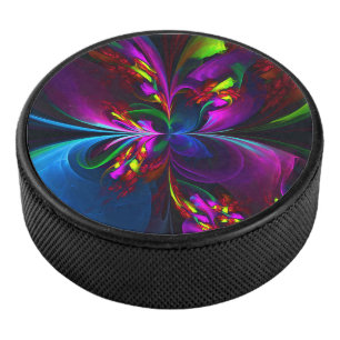 Modernes Abstraktes Blumenmuster Red Blue #15 Eishockey Puck