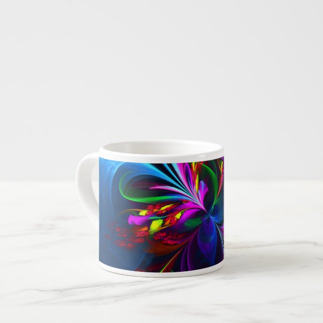 Modernes Abstraktes Blumenmuster Red Blue #15 Espressotasse (Vorderseite Links)