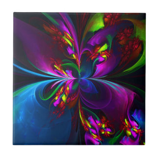 Modernes Abstraktes Blumenmuster Red Blue #15 Fliese