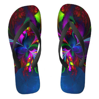 Modernes Abstraktes Blumenmuster Red Blue #15 Flip Flops