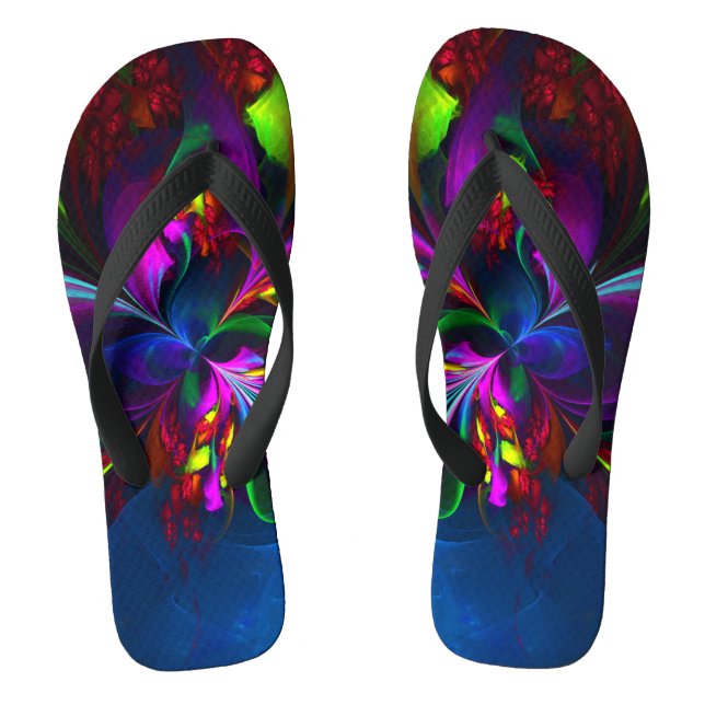 Modernes Abstraktes Blumenmuster Red Blue #15 Flip Flops (Fußbett)