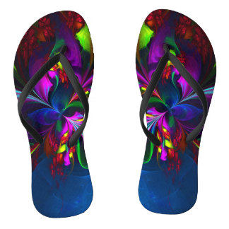 Modernes Abstraktes Blumenmuster Red Blue #15 Flip Flops
