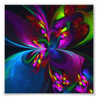 Modernes Abstraktes Blumenmuster Red Blue #15 Fotodruck