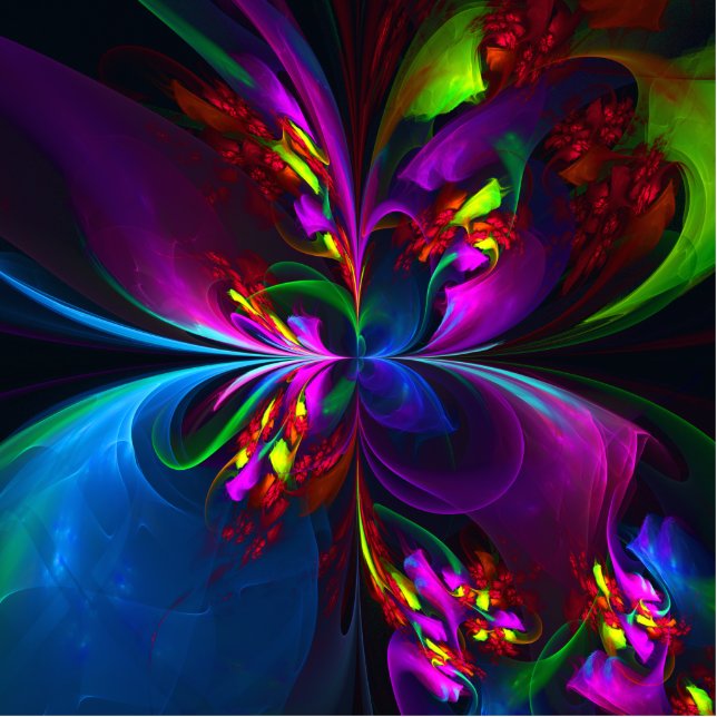 Modernes Abstraktes Blumenmuster Red Blue #15 Freistehende Fotoskulptur (Vorne)