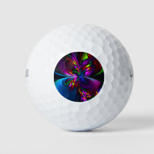 Modernes Abstraktes Blumenmuster Red Blue #15 Golfball