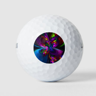 Modernes Abstraktes Blumenmuster Red Blue #15 Golfball