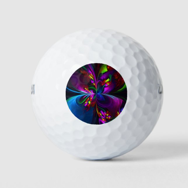 Modernes Abstraktes Blumenmuster Red Blue #15 Golfball (Vorderseite)