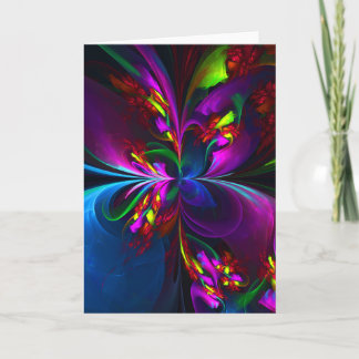 Modernes Abstraktes Blumenmuster Red Blue #15 Karte