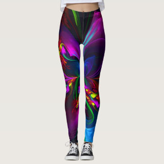 Modernes Abstraktes Blumenmuster Red Blue #15 Leggings