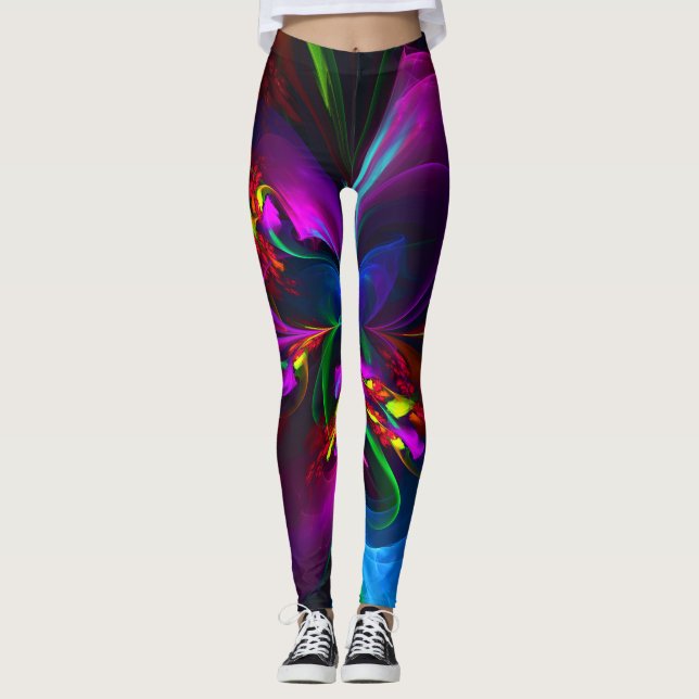 Modernes Abstraktes Blumenmuster Red Blue #15 Leggings (Vorderseite)
