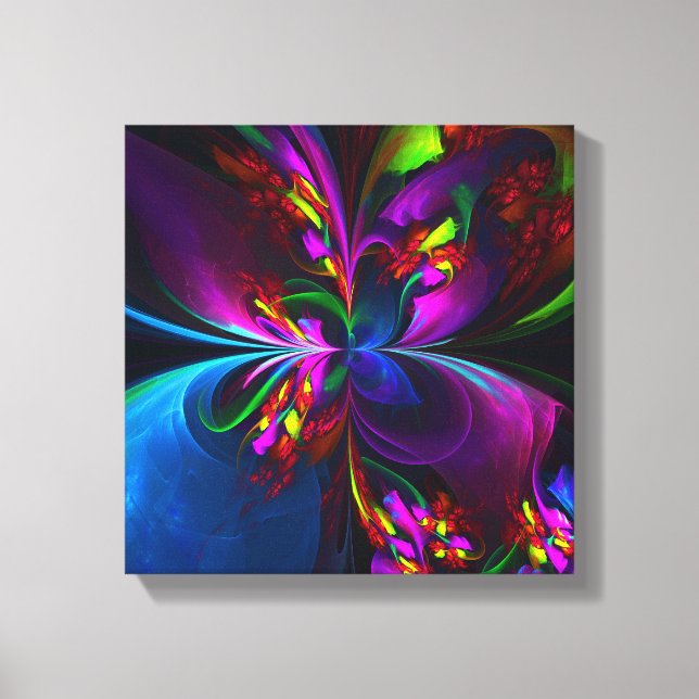 Modernes Abstraktes Blumenmuster Red Blue #15 Leinwanddruck (Vorderseite)