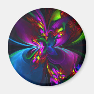 Modernes Abstraktes Blumenmuster Red Blue #15 Magnet