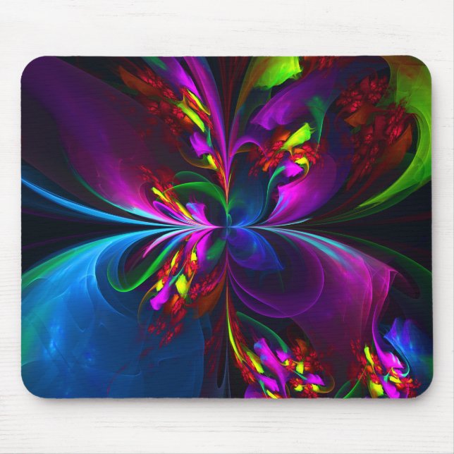 Modernes Abstraktes Blumenmuster Red Blue #15 Mousepad (Vorne)