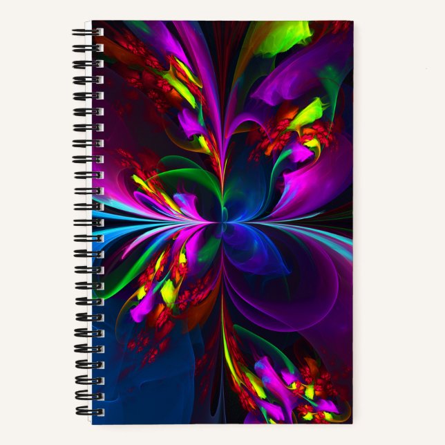 Modernes Abstraktes Blumenmuster Red Blue #15 Notizbuch (Vorderseite)