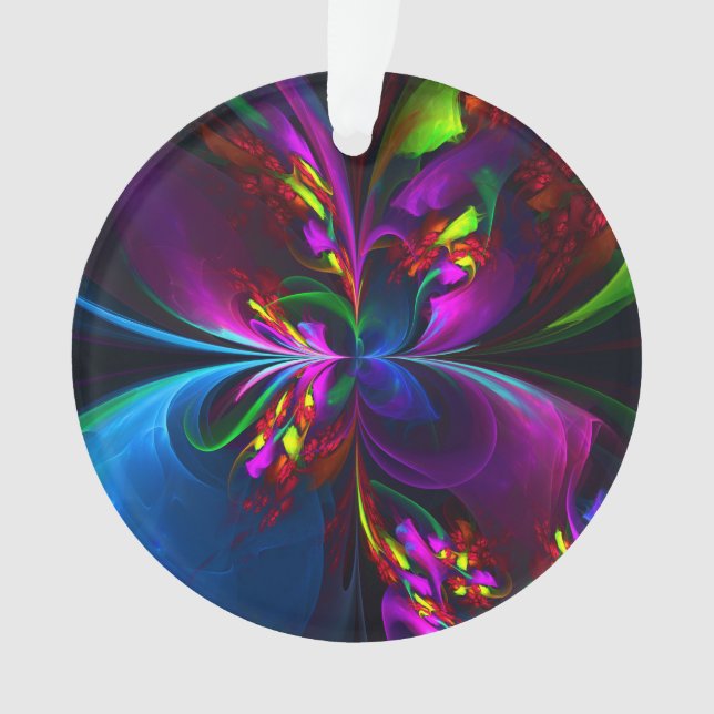 Modernes Abstraktes Blumenmuster Red Blue #15 Ornament (Vorderseite)