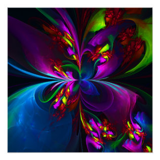 Modernes Abstraktes Blumenmuster Red Blue #15 Poster