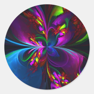 Modernes Abstraktes Blumenmuster Red Blue #15 Runder Aufkleber