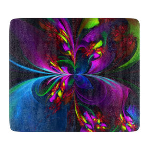 Modernes Abstraktes Blumenmuster Red Blue #15 Schneidebrett