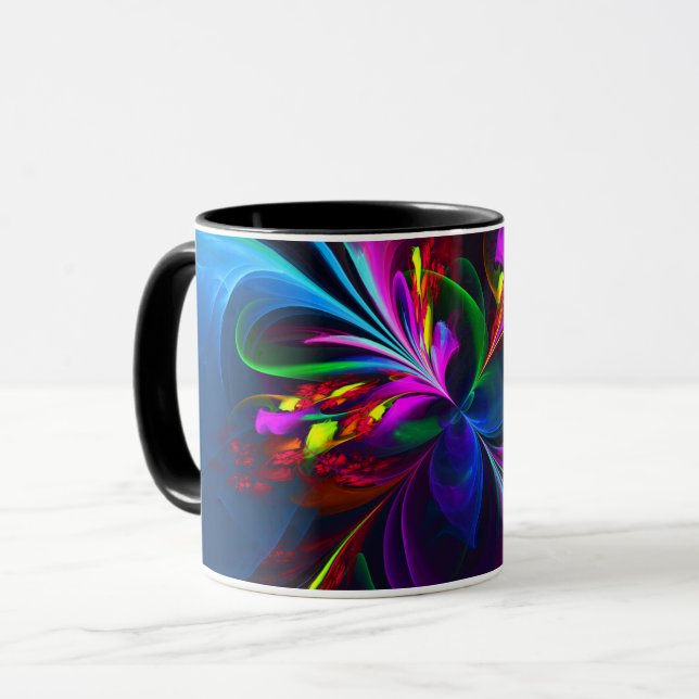 Modernes Abstraktes Blumenmuster Red Blue #15 Tasse (Vorderseite Links)