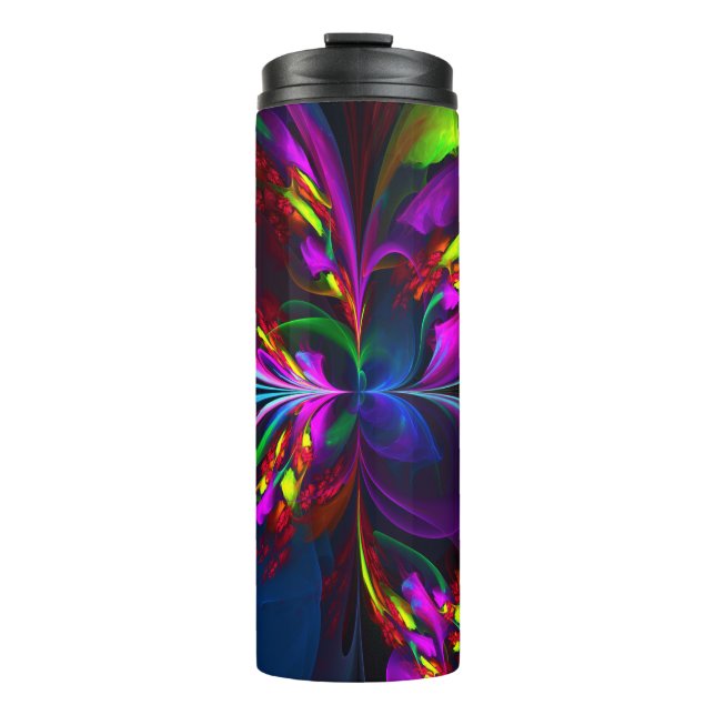 Modernes Abstraktes Blumenmuster Red Blue #15 Thermosbecher (Vorderseite)