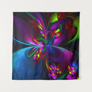 Modernes Abstraktes Blumenmuster Red Blue #15 Wandteppich