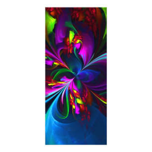 Modernes Abstraktes Blumenmuster Red Blue #15 Werbekarte