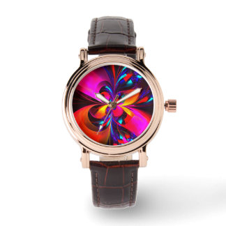 Modernes Abstraktes Blumenmuster Red Blue Muster # Armbanduhr