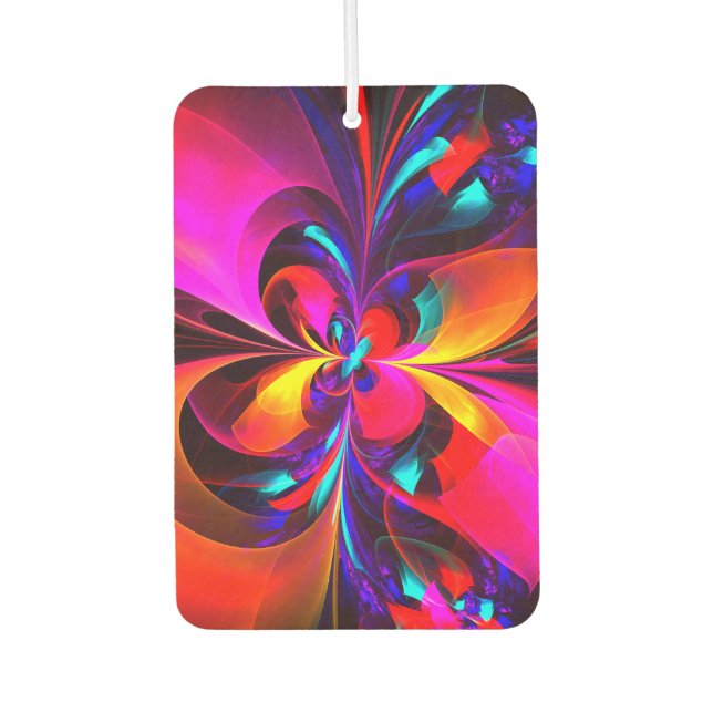 Modernes Abstraktes Blumenmuster Red Blue Muster # Autolufterfrischer (Vorderseite)