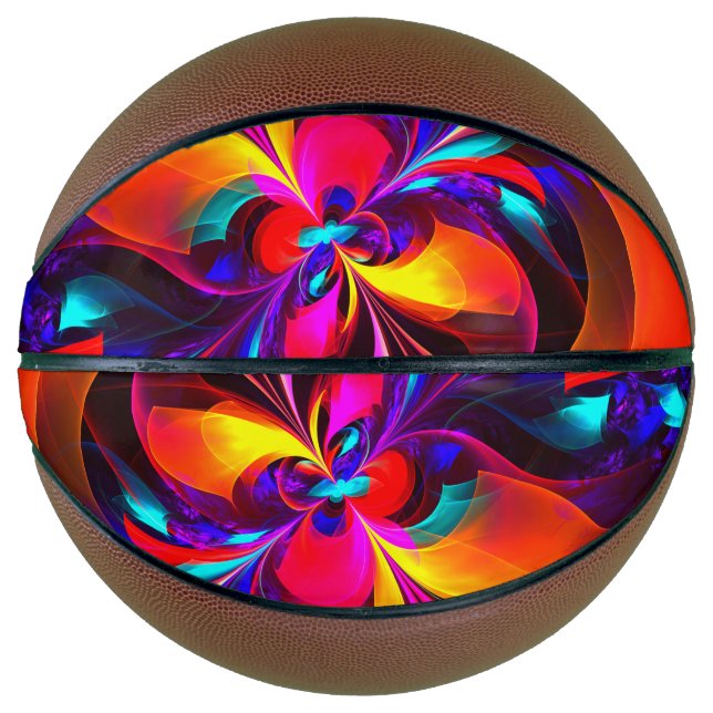 Modernes Abstraktes Blumenmuster Red Blue Muster # Basketball (Vorderseite)