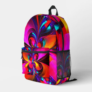 Modernes Abstraktes Blumenmuster Red Blue Muster # Bedruckter Rucksack
