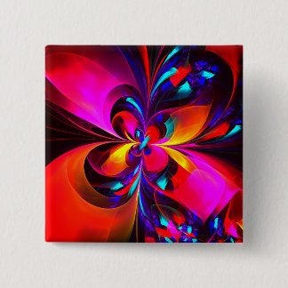 Modernes Abstraktes Blumenmuster Red Blue Muster # Button