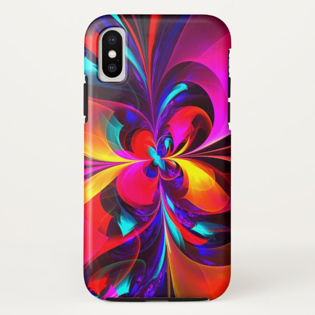 Modernes Abstraktes Blumenmuster Red Blue Muster # Case-Mate iPhone Hülle (Rückseite)