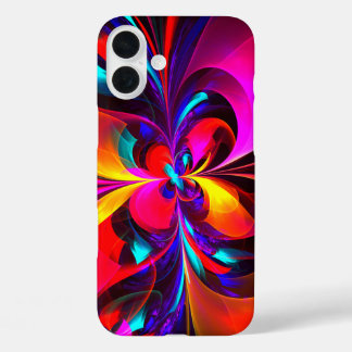 Modernes Abstraktes Blumenmuster Red Blue Muster # iPhone 16 Plus Hülle