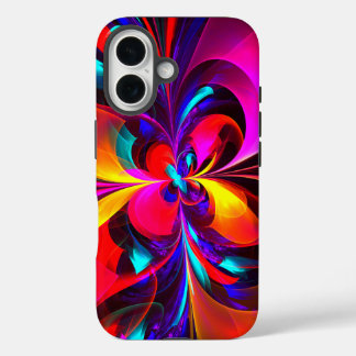 Modernes Abstraktes Blumenmuster Red Blue Muster # iPhone 16 Hülle