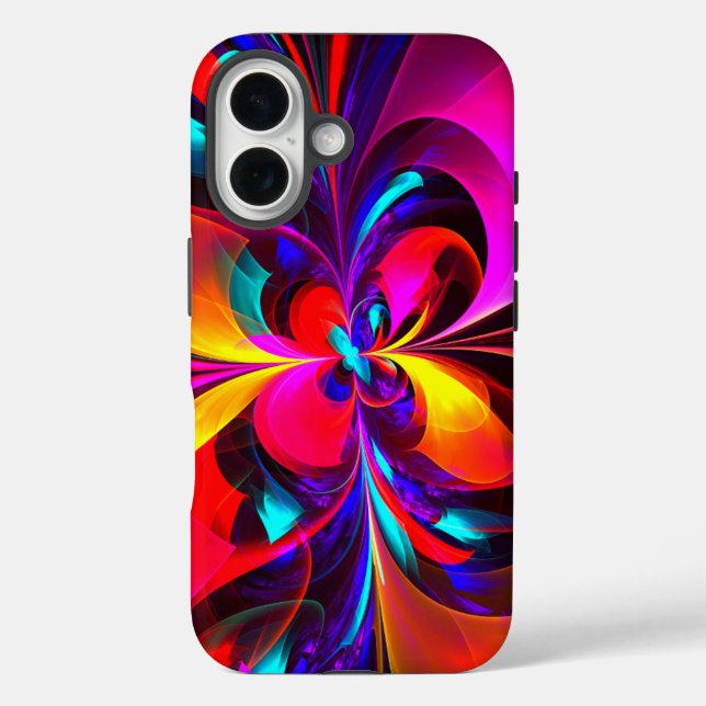 Modernes Abstraktes Blumenmuster Red Blue Muster # Case-Mate iPhone Hülle (Rückseite)